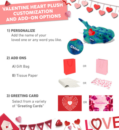 PLUSH I LOVE YOU RED HEART - SUPER-SOFT PLUSH - BLUE TIE-DYE STINGRAY 20"
