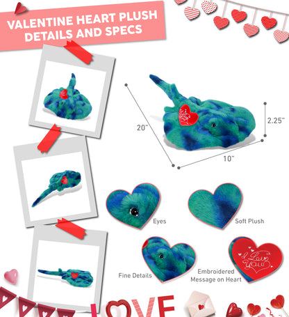 PLUSH I LOVE YOU RED HEART - SUPER-SOFT PLUSH - BLUE TIE-DYE STINGRAY 20"