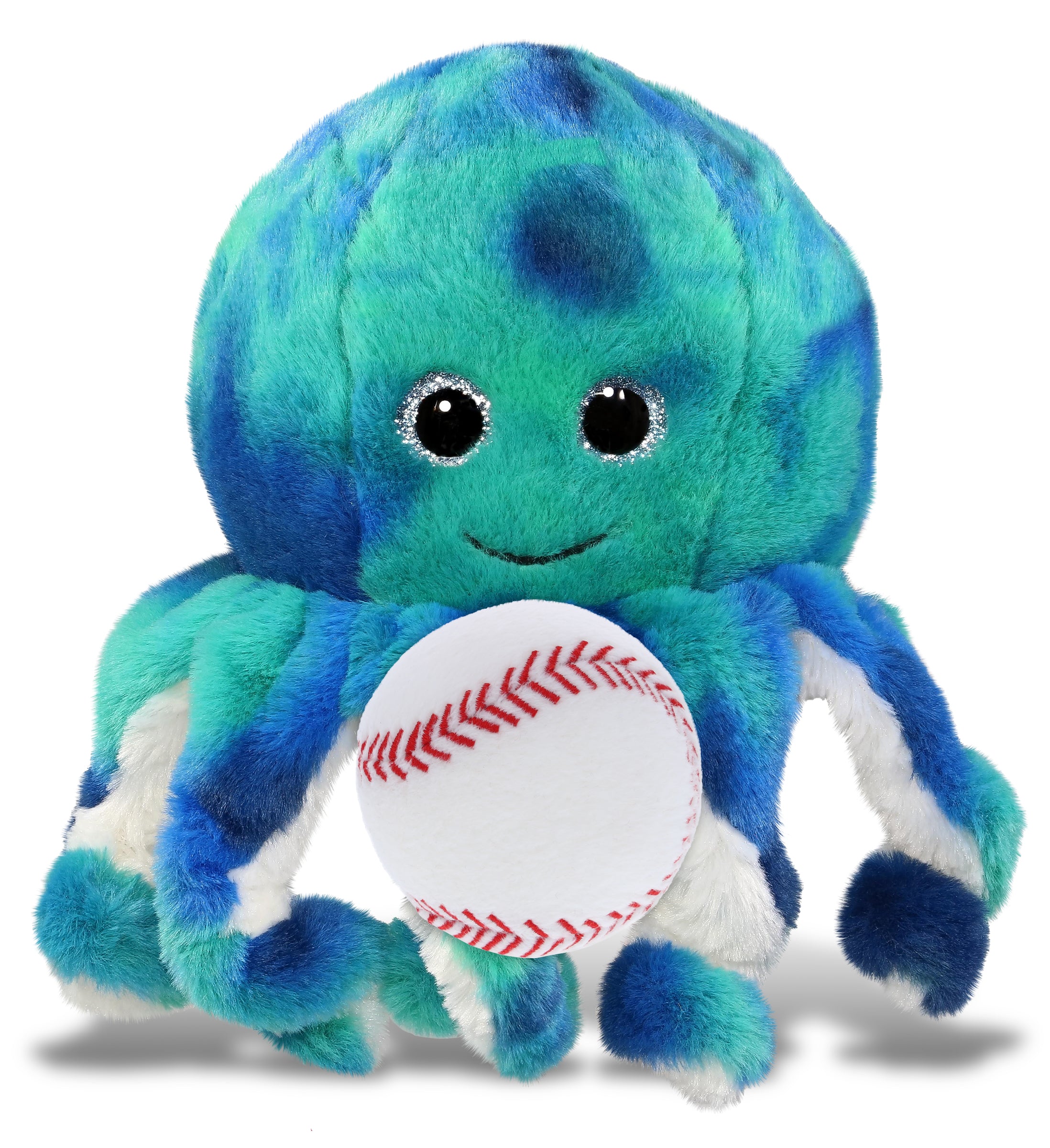 SUPER-SOFT PLUSH - BLUE TIE-DYE OCTOPUS 10" with Baseball Plush