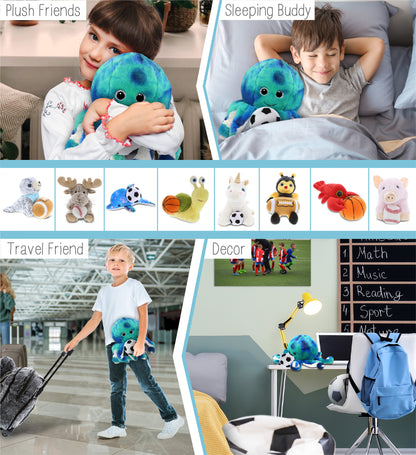 SUPER-SOFT PLUSH - BLUE TIE-DYE OCTOPUS 10" with Soccer Plush