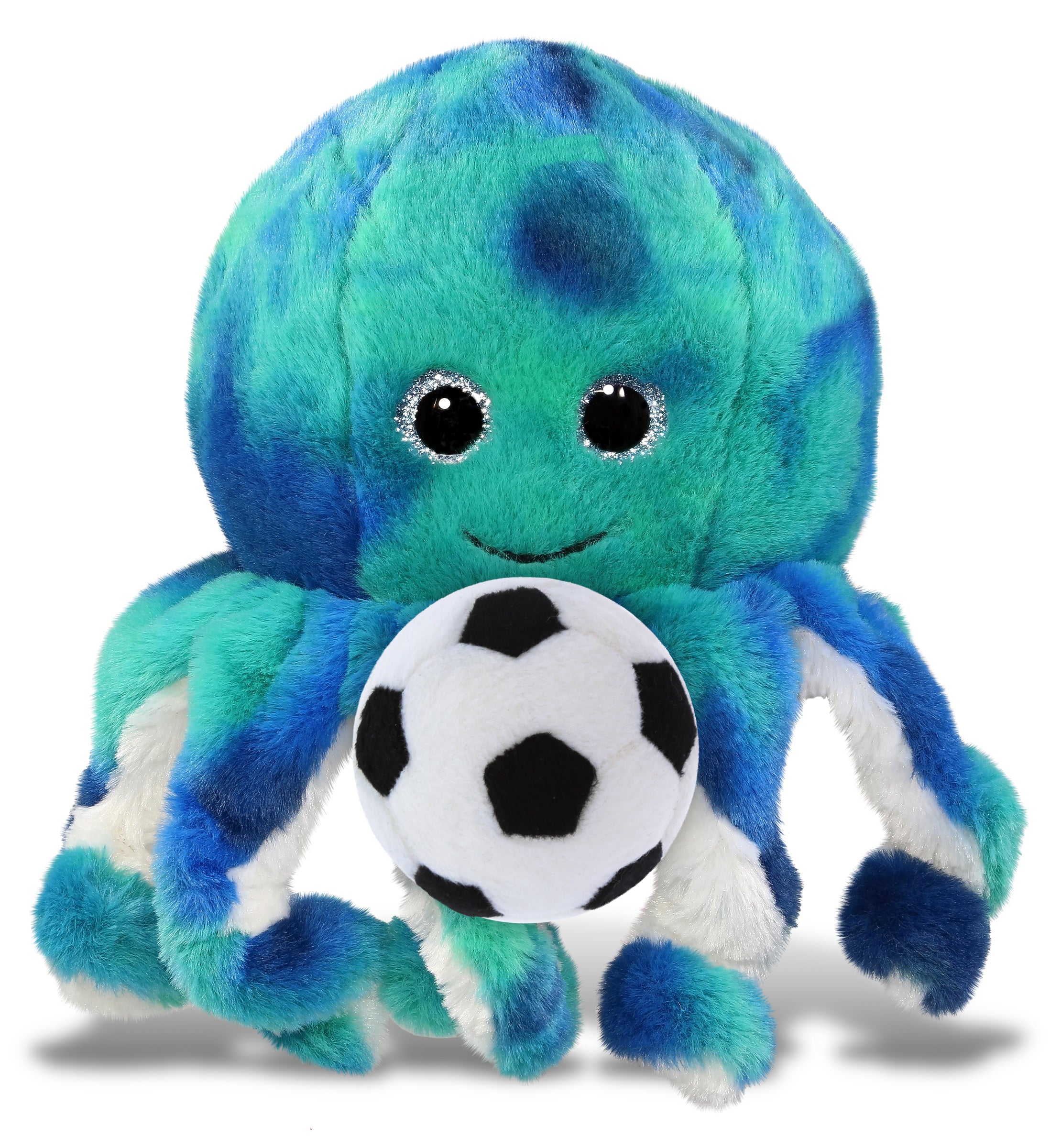 SUPER-SOFT PLUSH - BLUE TIE-DYE OCTOPUS 10" with Soccer Plush
