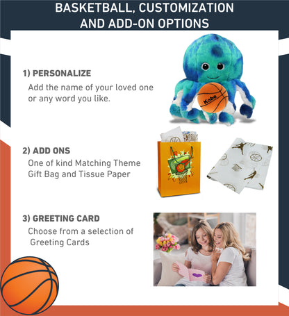 SUPER-SOFT PLUSH - BLUE TIE-DYE OCTOPUS 10" with Basketball Plush