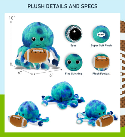 SUPER-SOFT PLUSH - BLUE TIE-DYE OCTOPUS 10" with Football Plush