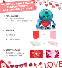 PLUSH I LOVE YOU RED HEART - SUPER-SOFT PLUSH - BLUE TIE-DYE OCTOPUS 10"