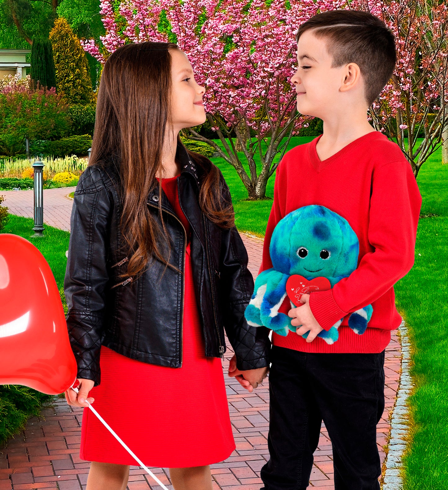 PLUSH I LOVE YOU RED HEART - SUPER-SOFT PLUSH - BLUE TIE-DYE OCTOPUS 10"