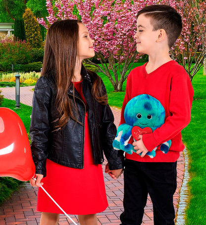 PLUSH I LOVE YOU RED HEART - SUPER-SOFT PLUSH - BLUE TIE-DYE OCTOPUS 10"