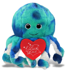 PLUSH I LOVE YOU RED HEART - SUPER-SOFT PLUSH - BLUE TIE-DYE OCTOPUS 10"