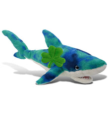 DolliBu Blue Tie-Dye Shark Stuffed Animal with Green Plush Shamrock - 23 Inches
