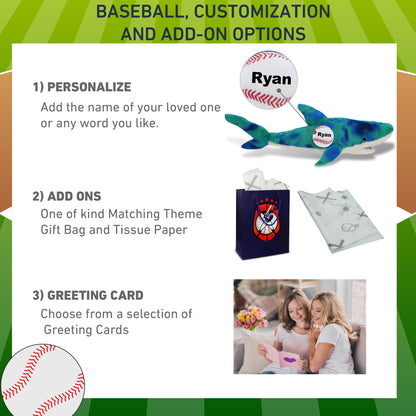 SUPER-SOFT PLUSH - BLUE TIE-DYE SHARK 23" WITH BASEBALL PLUSH