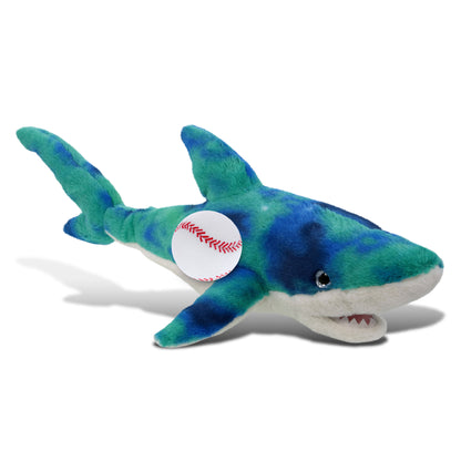 SUPER-SOFT PLUSH - BLUE TIE-DYE SHARK 23" WITH BASEBALL PLUSH