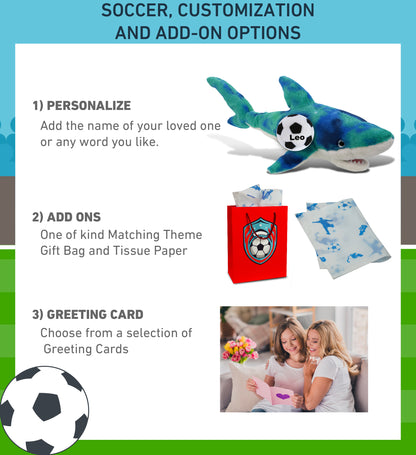 SUPER-SOFT PLUSH - BLUE TIE-DYE SHARK 23" WITH SOCCER PLUSH