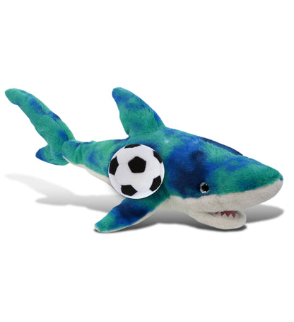 SUPER-SOFT PLUSH - BLUE TIE-DYE SHARK 23" WITH SOCCER PLUSH