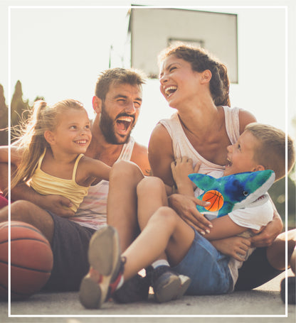 SUPER-SOFT PLUSH - BLUE TIE-DYE SHARK 23" WITH BASKETBALL PLUSH