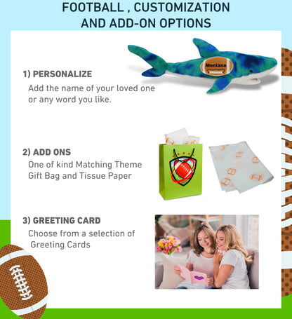 SUPER-SOFT PLUSH - BLUE TIE-DYE SHARK 23" WITH FOOTBALL PLUSH