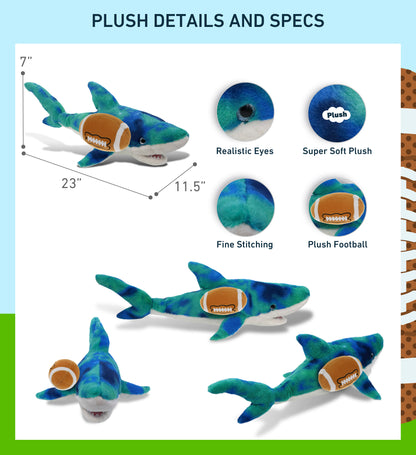 SUPER-SOFT PLUSH - BLUE TIE-DYE SHARK 23" WITH FOOTBALL PLUSH
