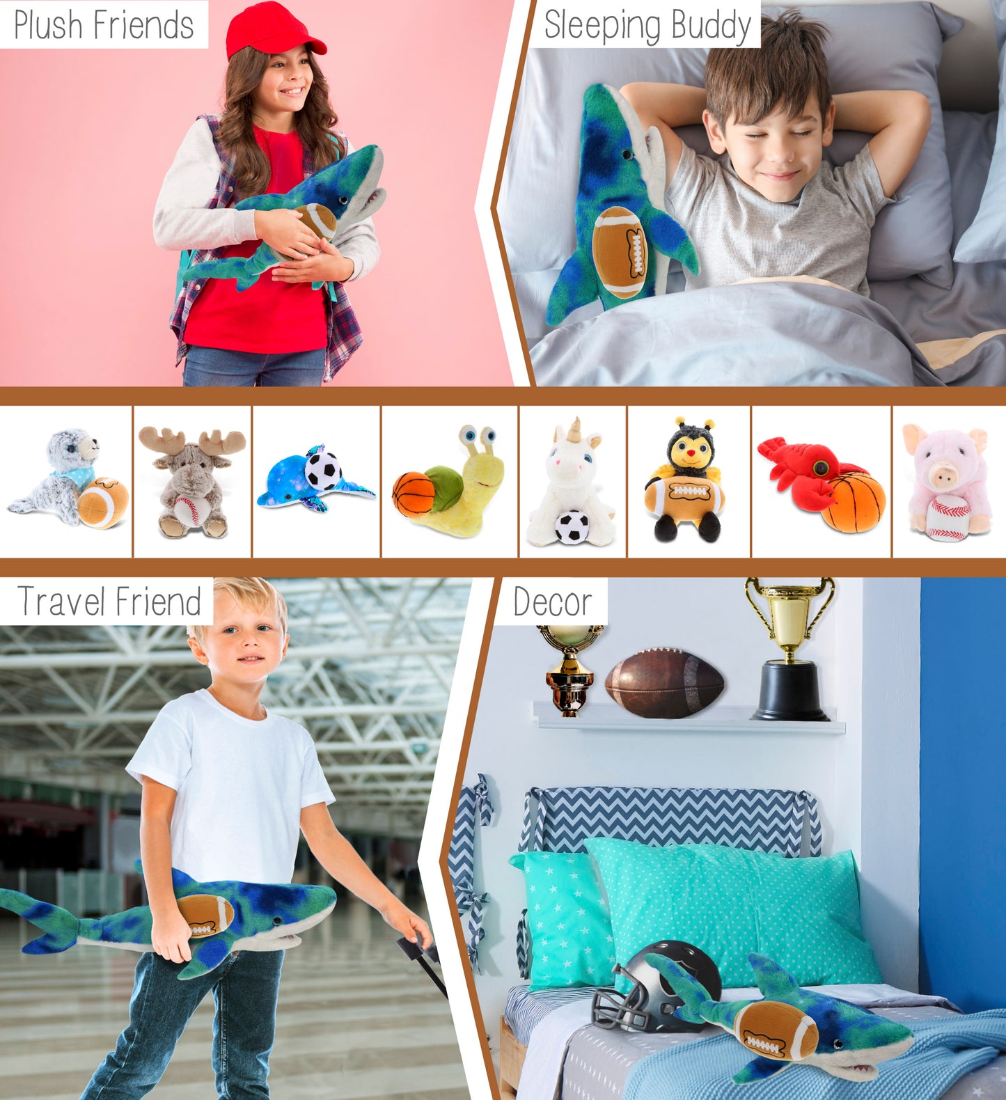 SUPER-SOFT PLUSH - BLUE TIE-DYE SHARK 23" WITH FOOTBALL PLUSH