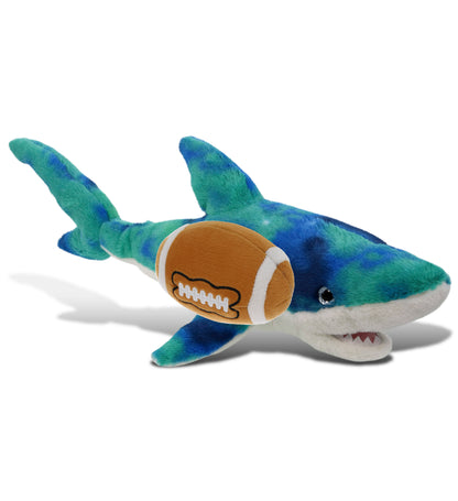 SUPER-SOFT PLUSH - BLUE TIE-DYE SHARK 23" WITH FOOTBALL PLUSH