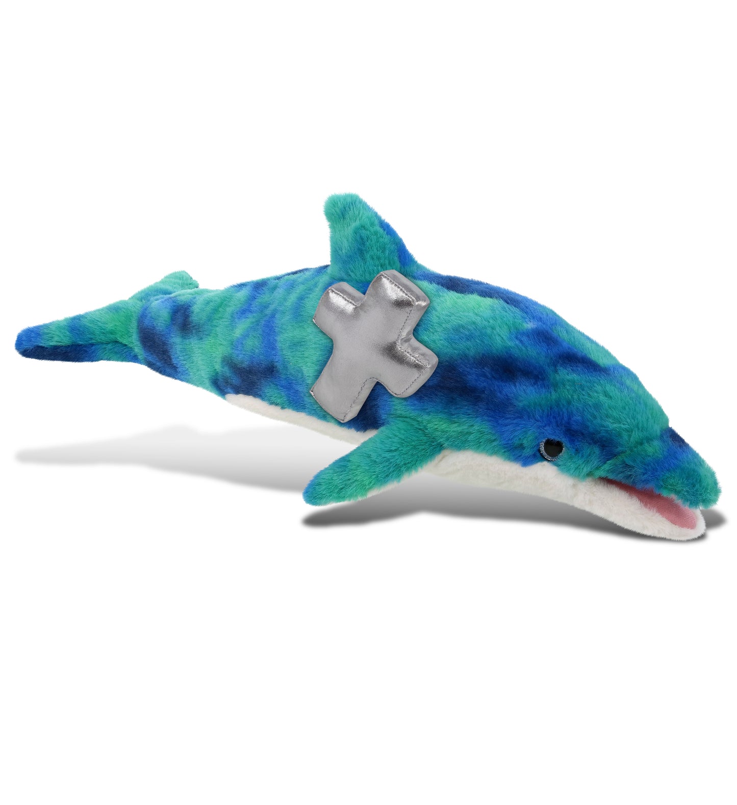 PLUSH CROSS - SUPER-SOFT PLUSH - BLUE TIE-DYE DOLPHIN 18"