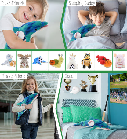 SUPER-SOFT PLUSH - BLUE TIE-DYE DOLPHIN 18" WITH BASEBALL PLUSH