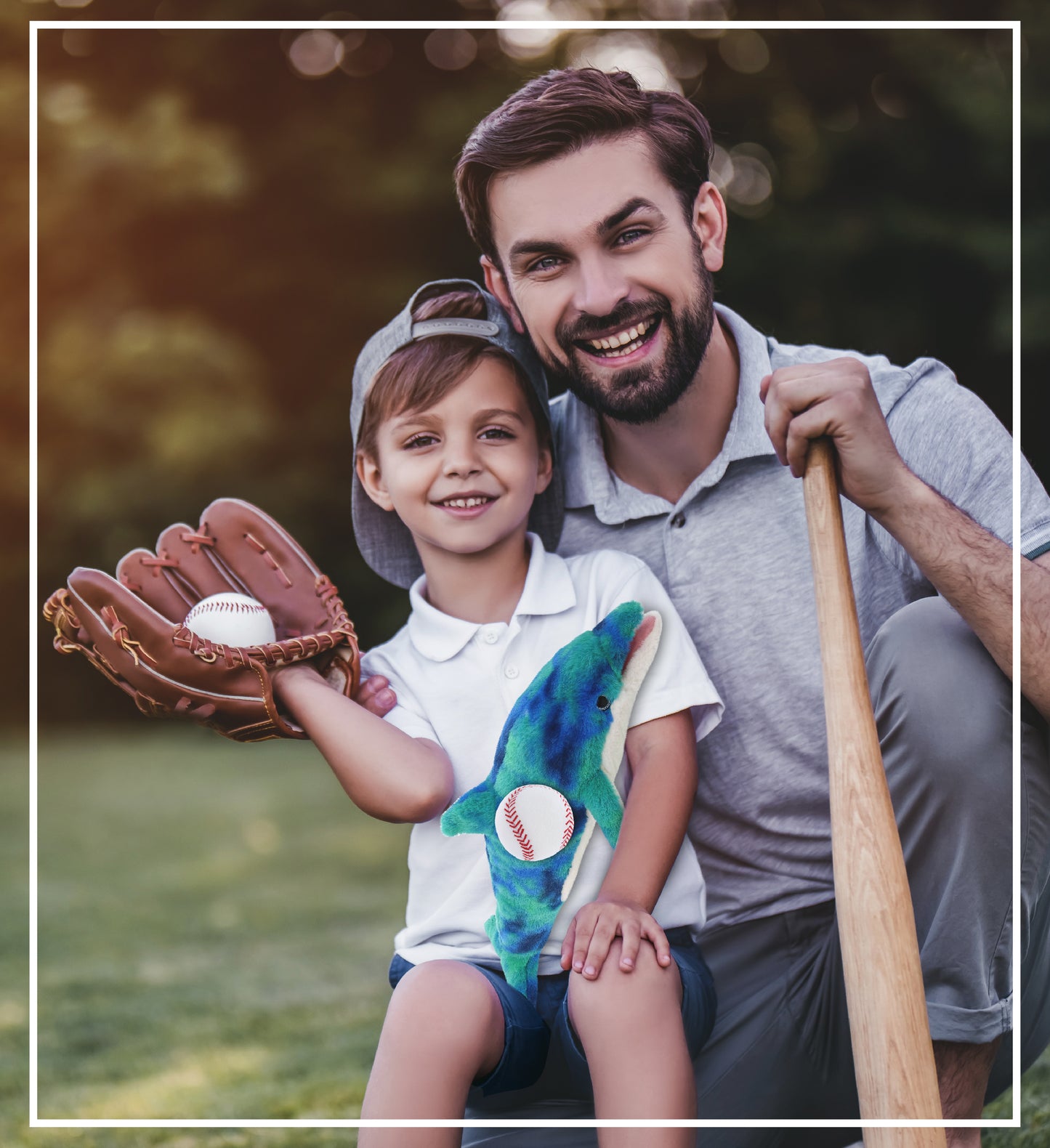 SUPER-SOFT PLUSH - BLUE TIE-DYE DOLPHIN 18" WITH BASEBALL PLUSH