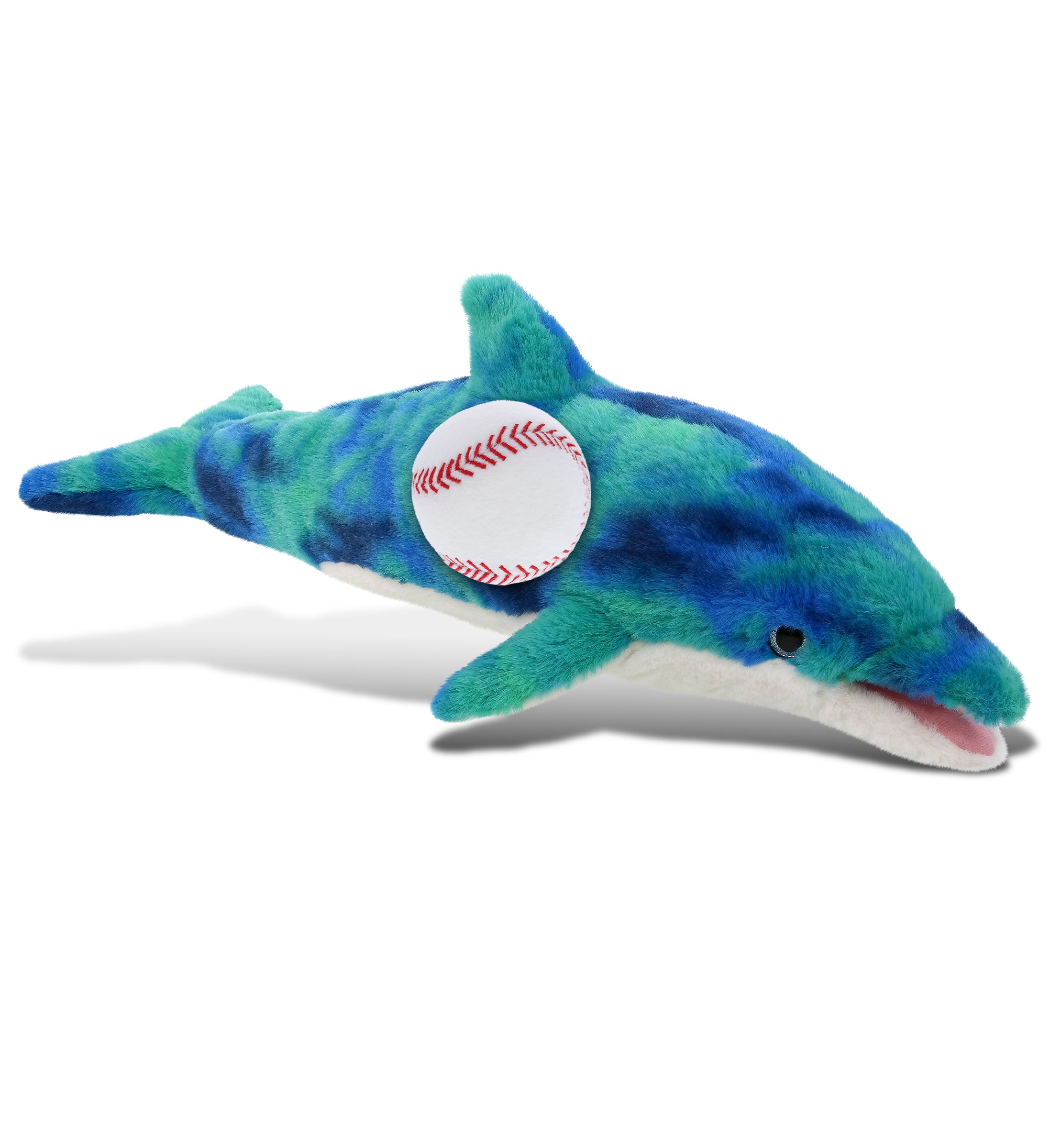 SUPER-SOFT PLUSH - BLUE TIE-DYE DOLPHIN 18" WITH BASEBALL PLUSH