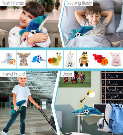 SUPER-SOFT PLUSH - BLUE TIE-DYE DOLPHIN 18" WITH SOCCER PLUSH