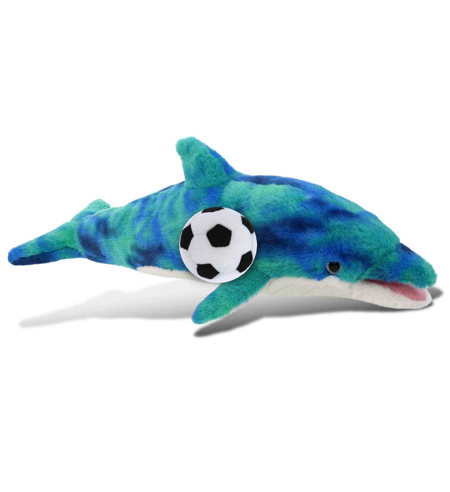 SUPER-SOFT PLUSH - BLUE TIE-DYE DOLPHIN 18" WITH SOCCER PLUSH