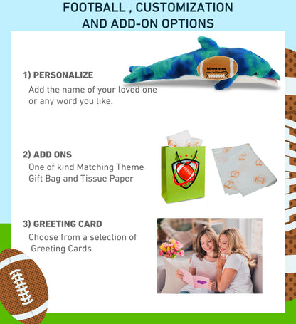 SUPER-SOFT PLUSH - BLUE TIE-DYE DOLPHIN 18" WITH FOOTBALL PLUSH