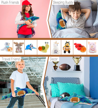 SUPER-SOFT PLUSH - BLUE TIE-DYE DOLPHIN 18" WITH FOOTBALL PLUSH