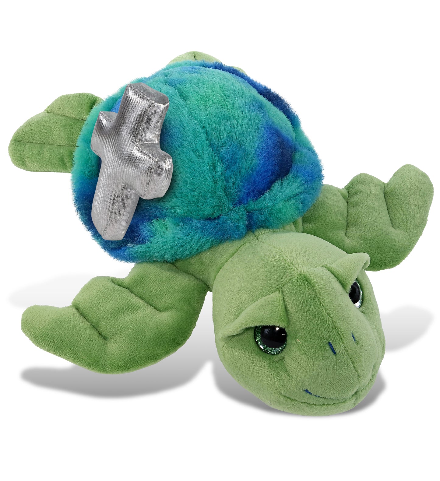 PLUSH CROSS - SUPER-SOFT PLUSH - BLUE TIE-DYE GREEN SEA TURTLE10"
