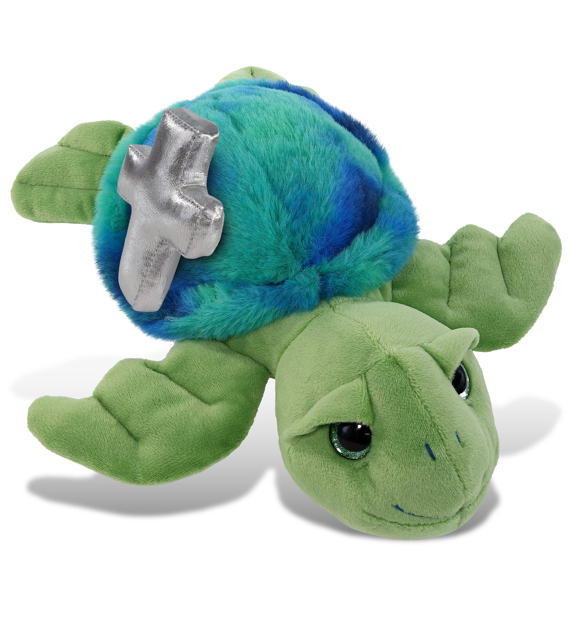 PLUSH CROSS - SUPER-SOFT PLUSH - BLUE TIE-DYE GREEN SEA TURTLE10"