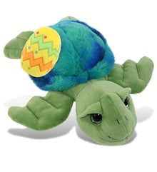 DolliBu Blue Tie-Dye Green Sea Turtle with Yellow Easter Egg Plush - 10 Inches