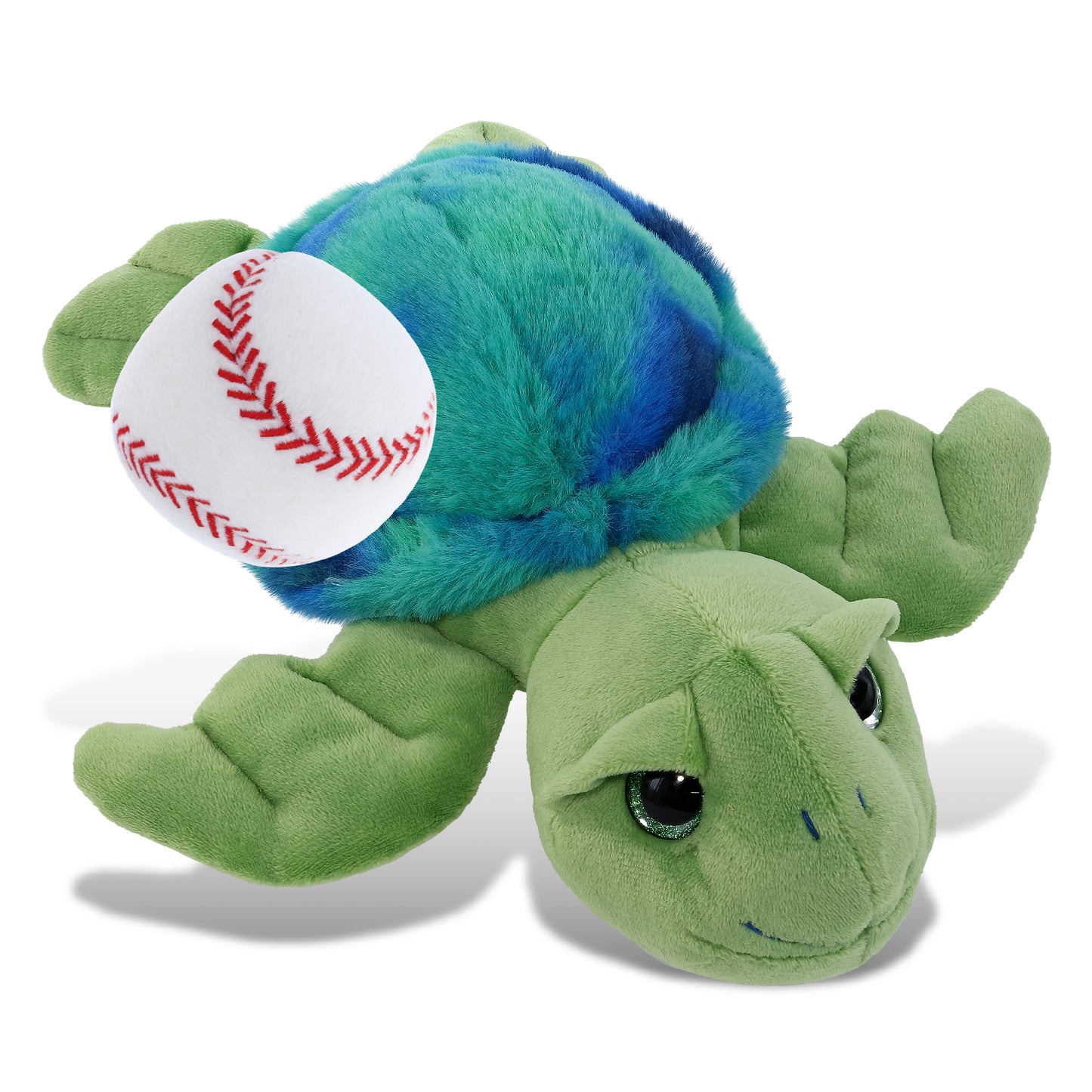 SUPER-SOFT PLUSH - BLUE TIE-DYE GREEN SEA TURTLE10" WITH BASEBALL PLUSH