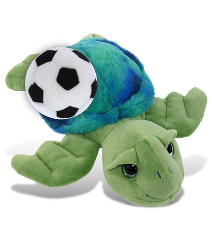 SUPER-SOFT PLUSH - BLUE TIE-DYE GREEN SEA TURTLE10" WITH SOCCER PLUSH