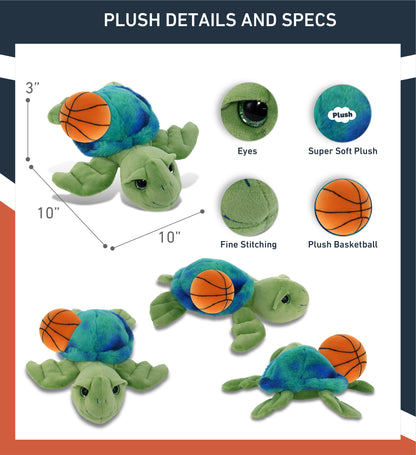 SUPER-SOFT PLUSH - BLUE TIE-DYE GREEN SEA TURTLE10" WITH BASKETBALL PLUSH