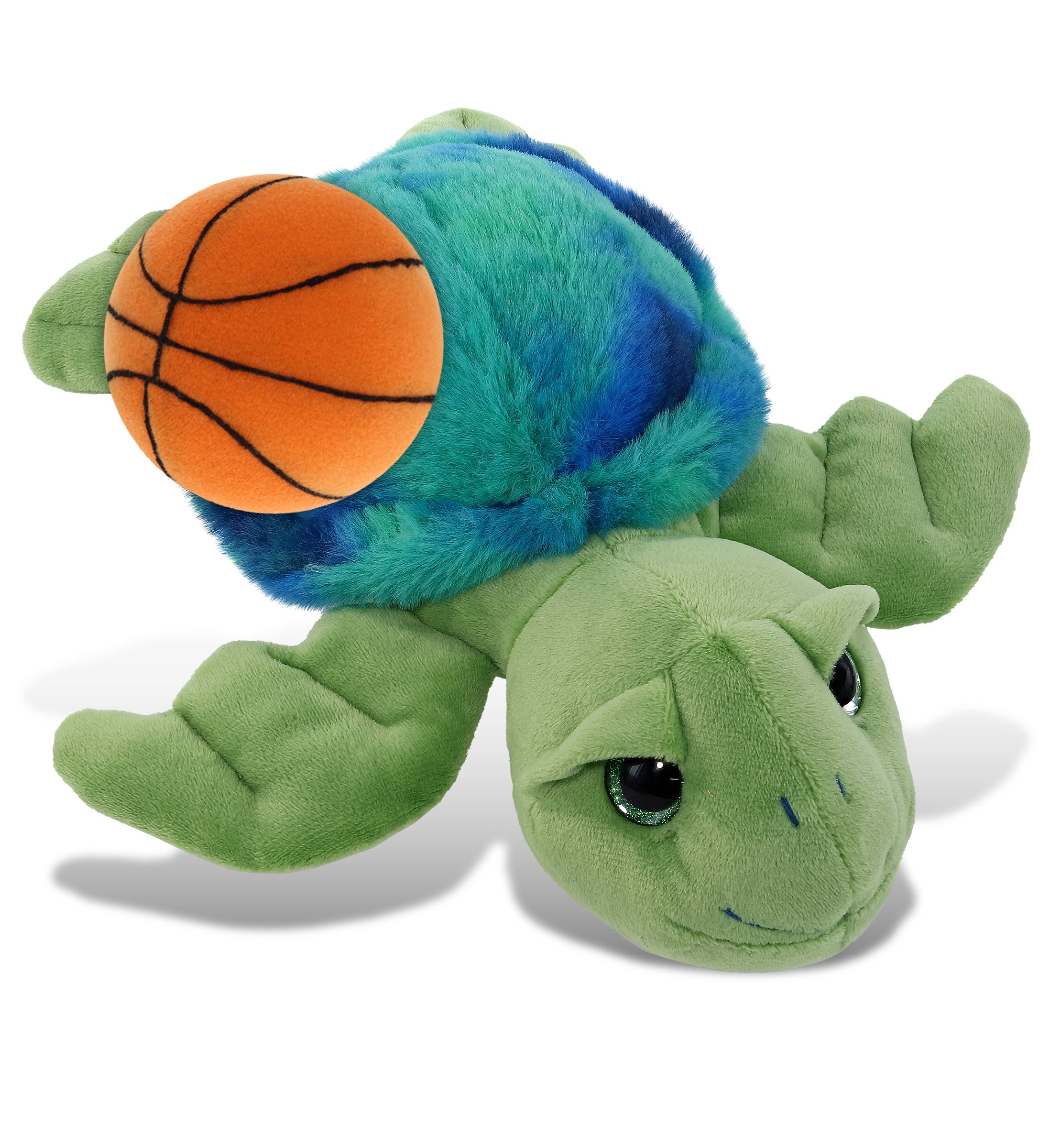 SUPER-SOFT PLUSH - BLUE TIE-DYE GREEN SEA TURTLE10" WITH BASKETBALL PLUSH