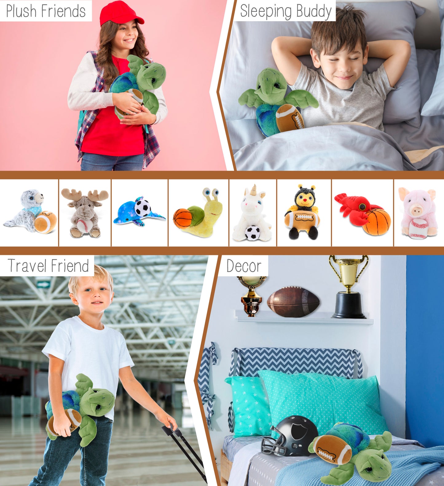 SUPER-SOFT PLUSH - BLUE TIE-DYE GREEN SEA TURTLE10" WITH FOOTBALL PLUSH