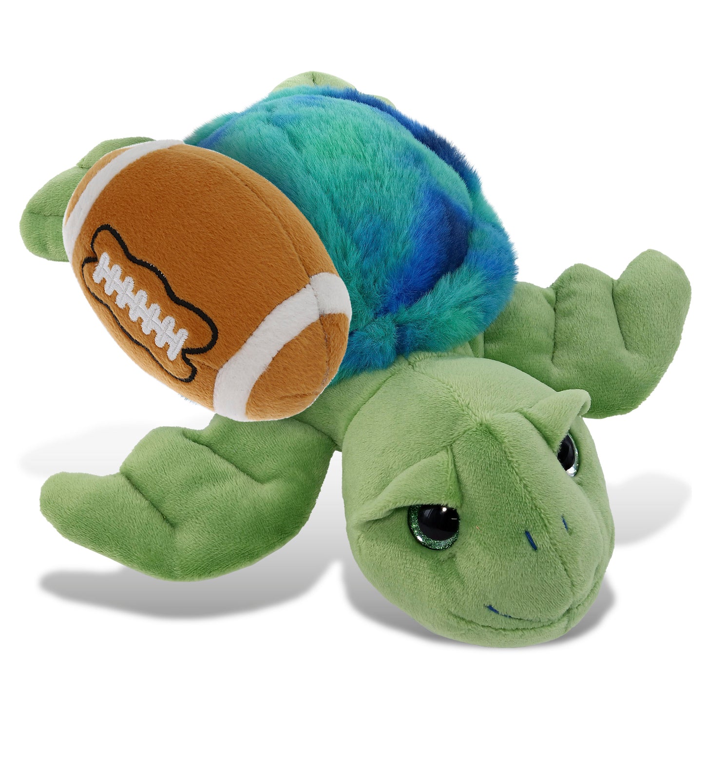 SUPER-SOFT PLUSH - BLUE TIE-DYE GREEN SEA TURTLE10" WITH FOOTBALL PLUSH