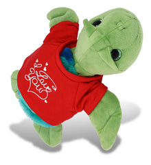 PLUSH I LOVE YOU RED SHIRT- SUPER-SOFT PLUSH - BLUE TIE-DYE GREEN SEA TURTLE10"