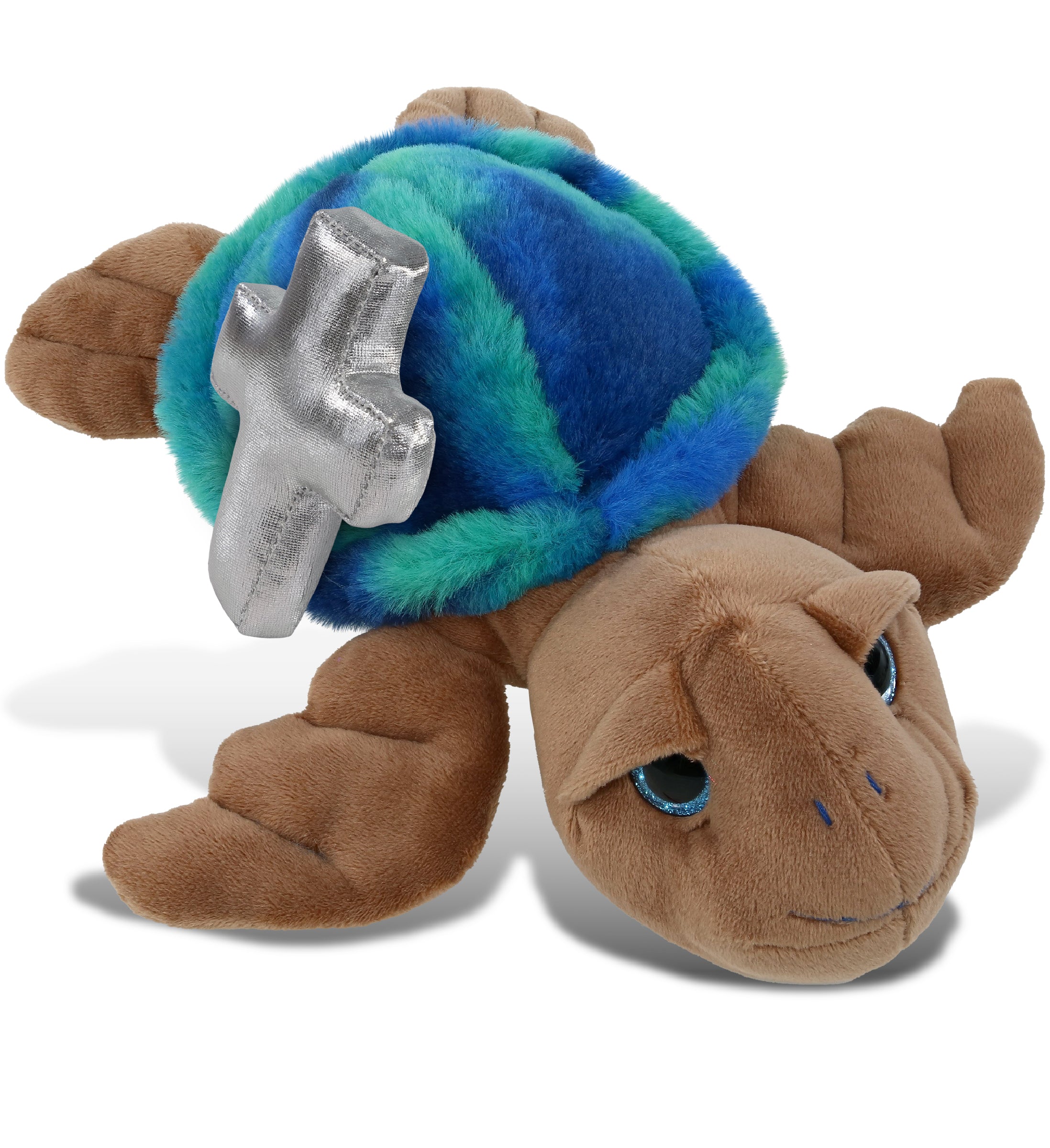 PLUSH CROSS - SUPER-SOFT PLUSH - BLUE TIE-DYE BROWN SEA TURTLE10"