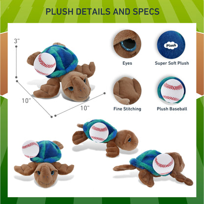 SUPER-SOFT PLUSH - BLUE TIE-DYE BROWN SEA TURTLE10" WITH BASEBALL PLUSH