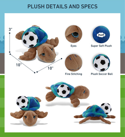 SUPER-SOFT PLUSH - BLUE TIE-DYE BROWN SEA TURTLE10" WITH SOCCER PLUSH