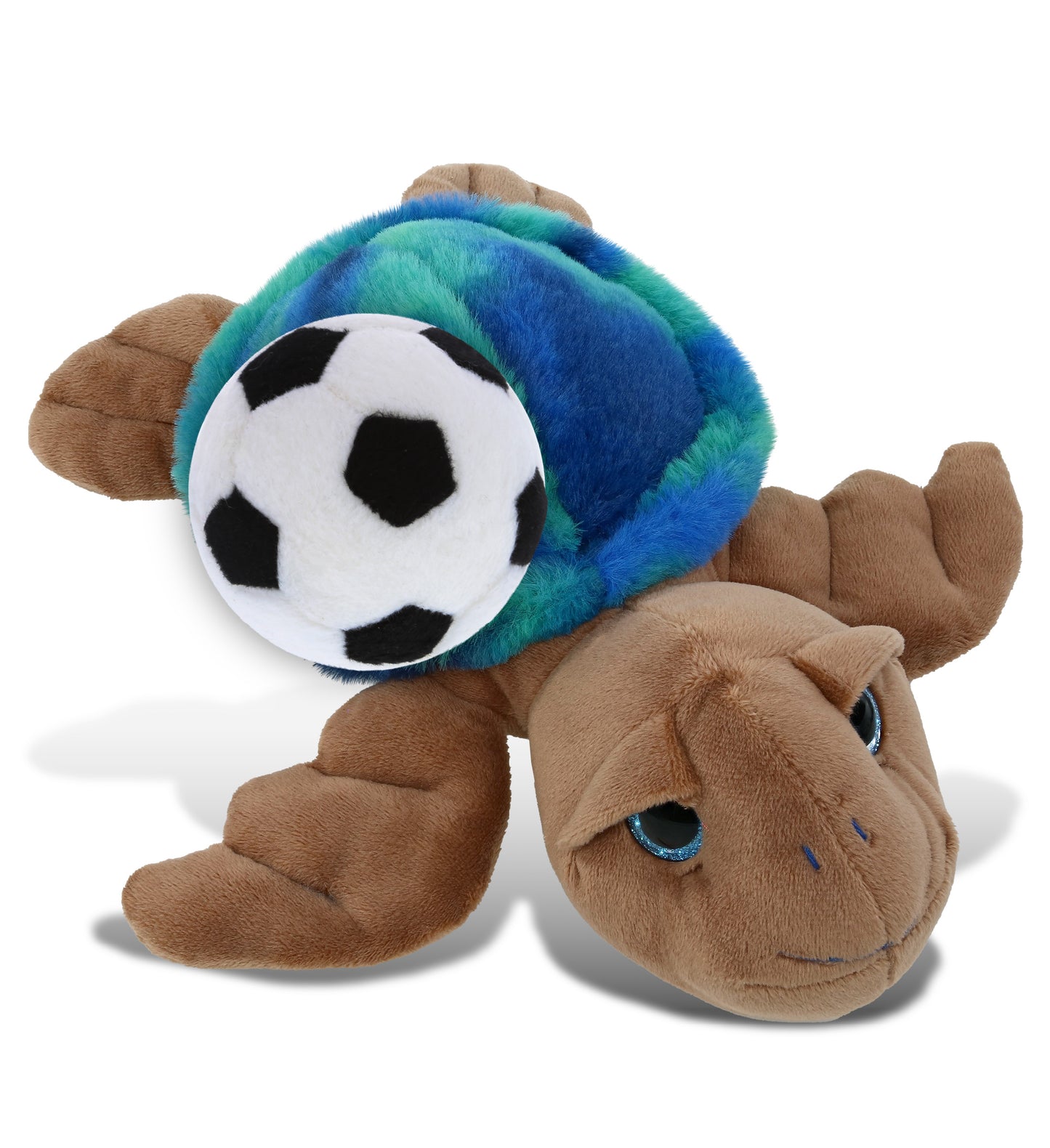 SUPER-SOFT PLUSH - BLUE TIE-DYE BROWN SEA TURTLE10" WITH SOCCER PLUSH