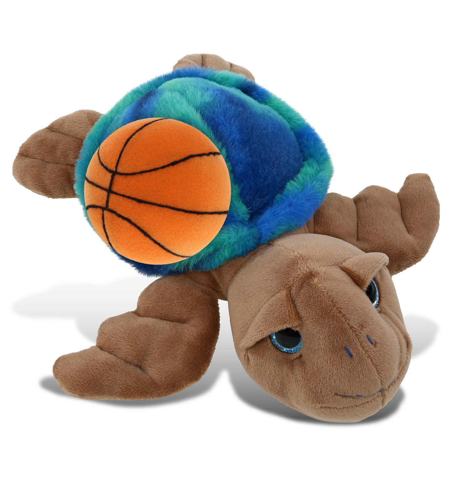 SUPER-SOFT PLUSH - BLUE TIE-DYE BROWN SEA TURTLE10" WITH BASKETBALL PLUSH