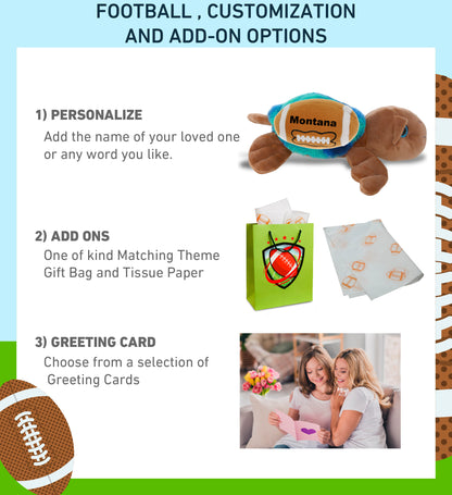 SUPER-SOFT PLUSH - BLUE TIE-DYE BROWN SEA TURTLE10" WITH FOOTBALL PLUSH