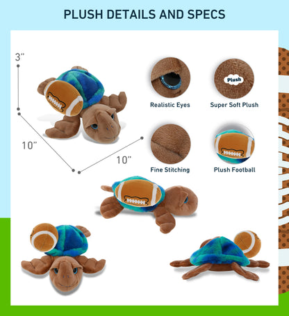 SUPER-SOFT PLUSH - BLUE TIE-DYE BROWN SEA TURTLE10" WITH FOOTBALL PLUSH