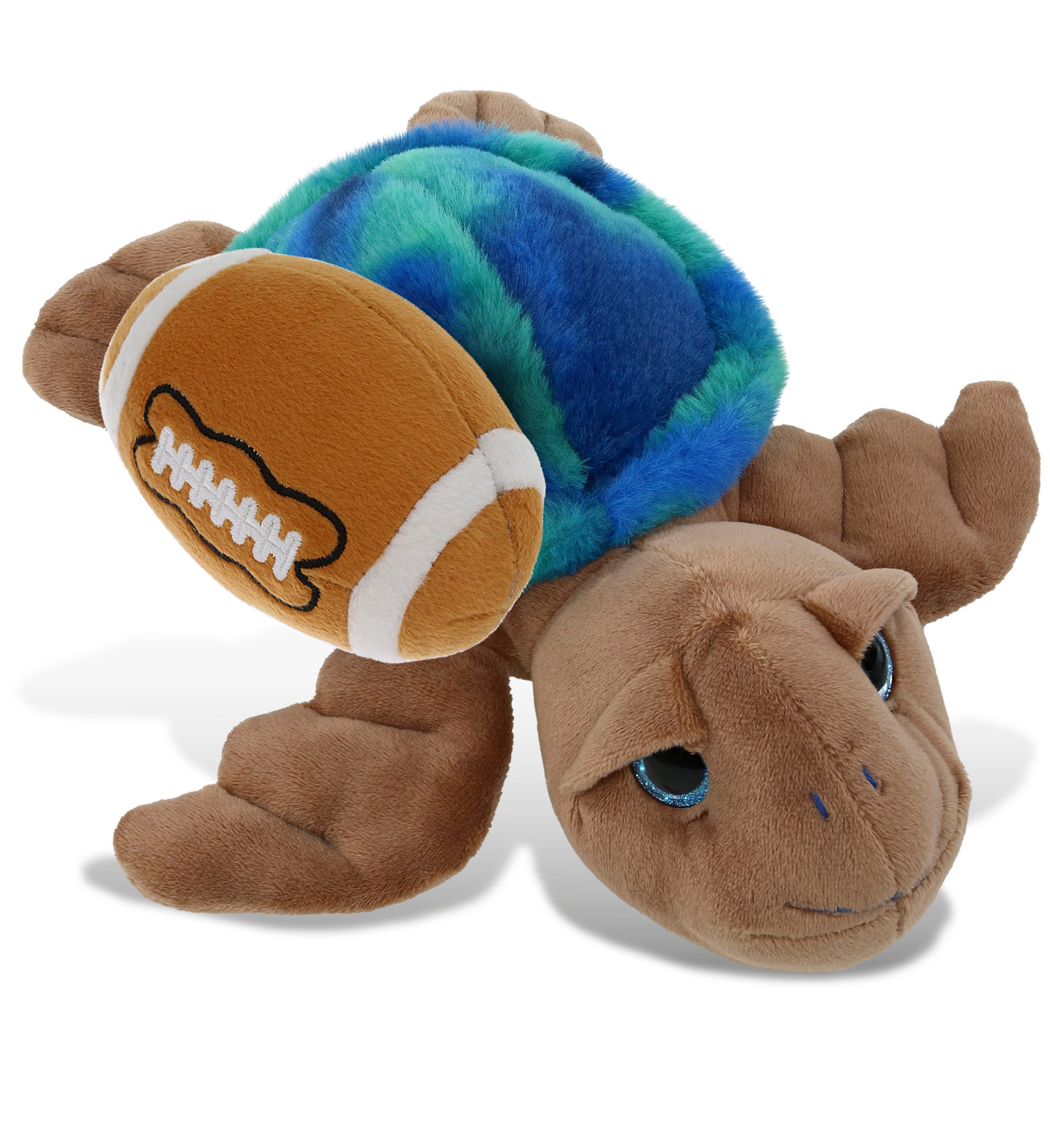 SUPER-SOFT PLUSH - BLUE TIE-DYE BROWN SEA TURTLE10" WITH FOOTBALL PLUSH
