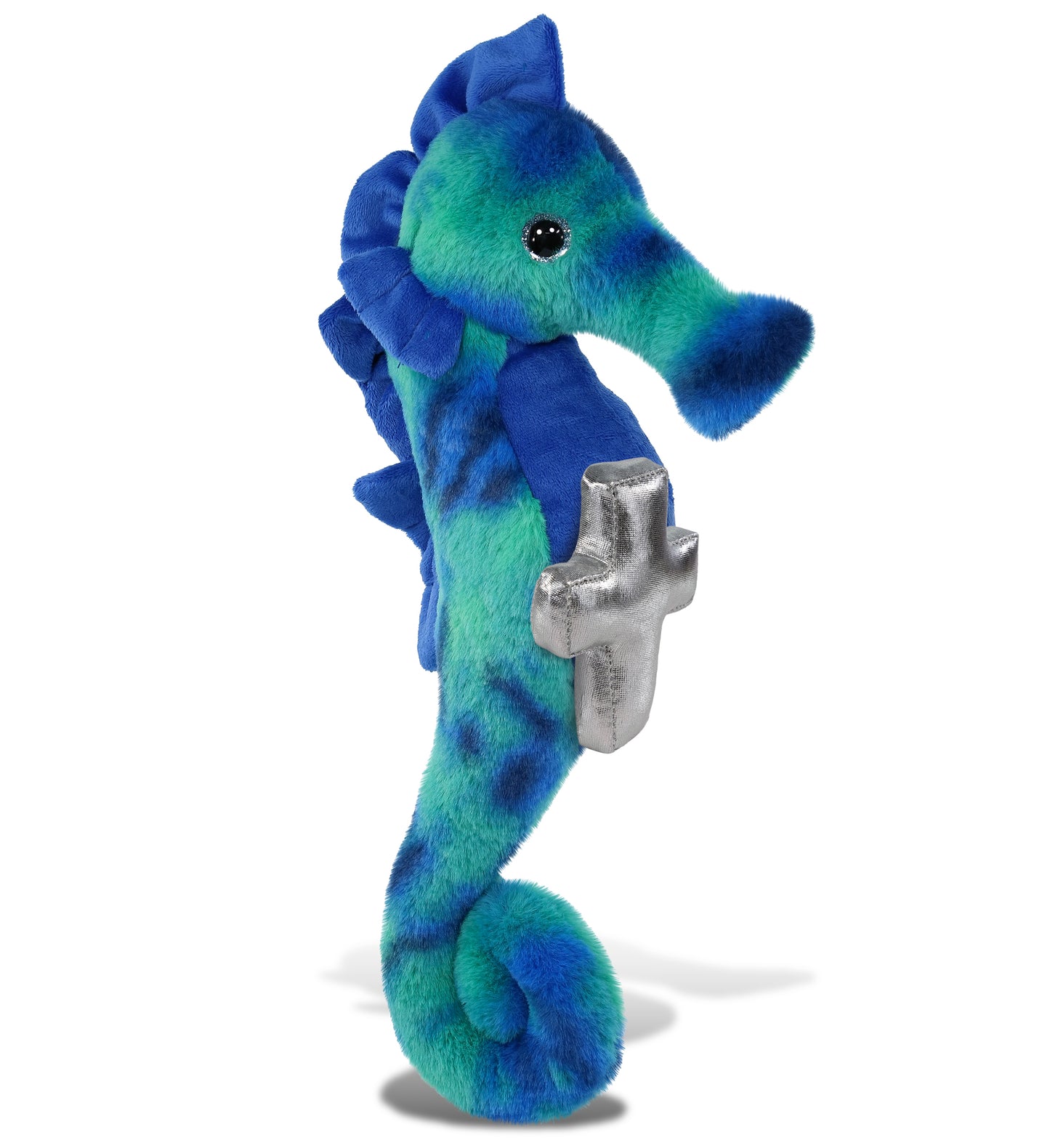 PLUSH CROSS - SUPER-SOFT PLUSH - BLUE TIE-DYE SEAHORSE 15"