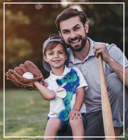 SUPER-SOFT PLUSH - BLUE TIE-DYE SEAHORSE 15" WITH BASEBALL PLUSH