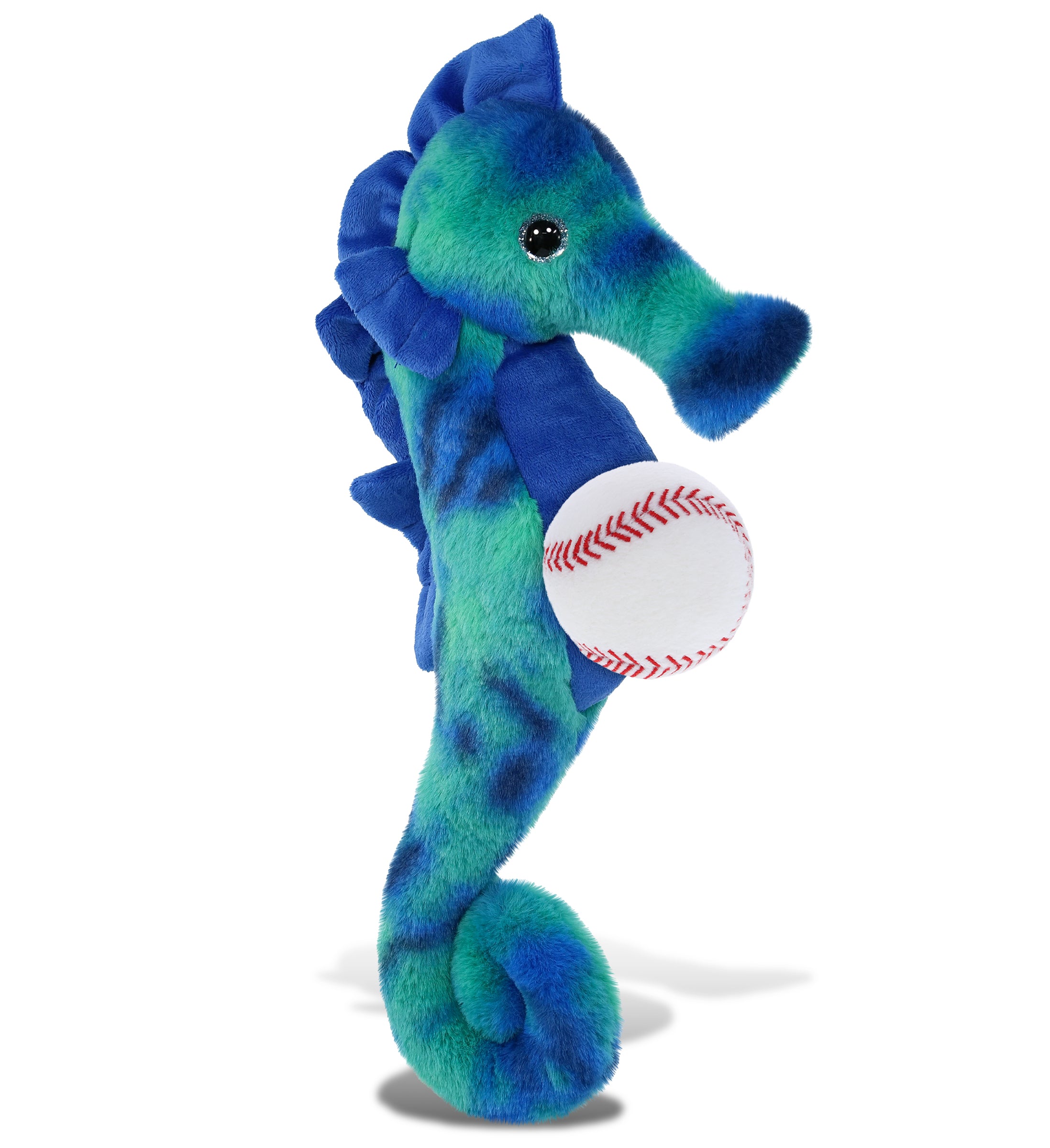 SUPER-SOFT PLUSH - BLUE TIE-DYE SEAHORSE 15" WITH BASEBALL PLUSH